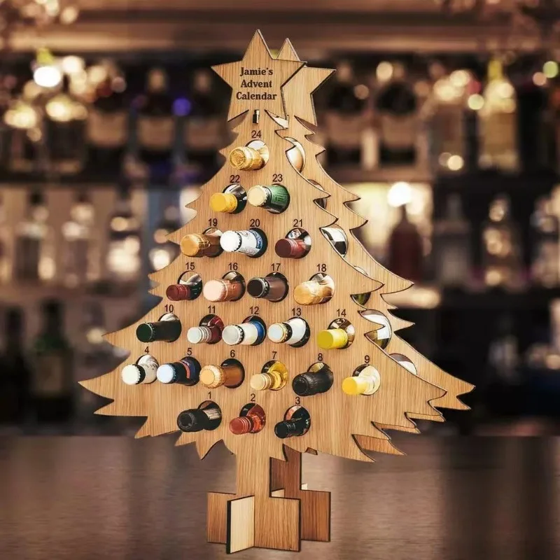 Craft Beer & Wine U- - Albero di natale portabottiglie in legno